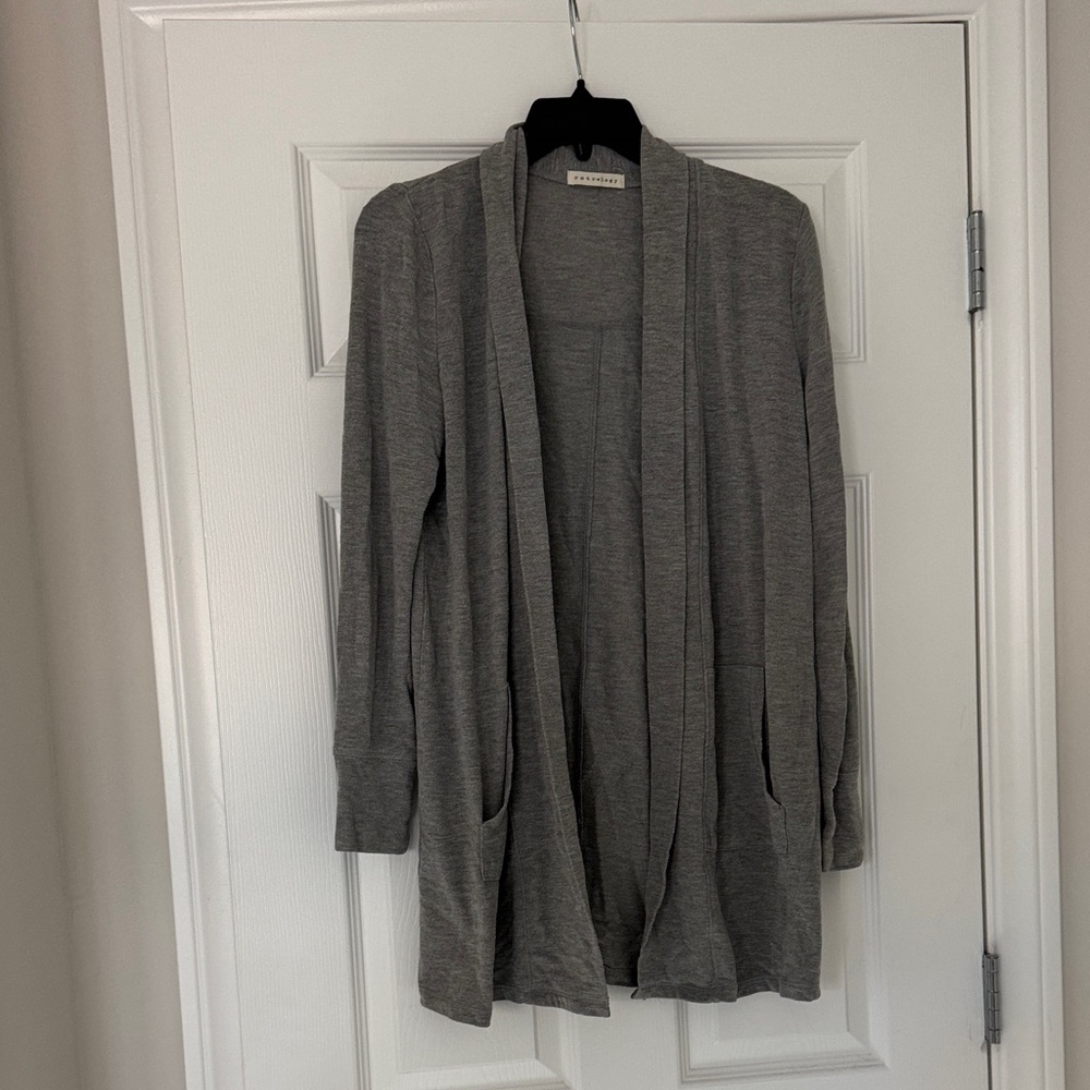 Retrology Gray Open Front Cardigan